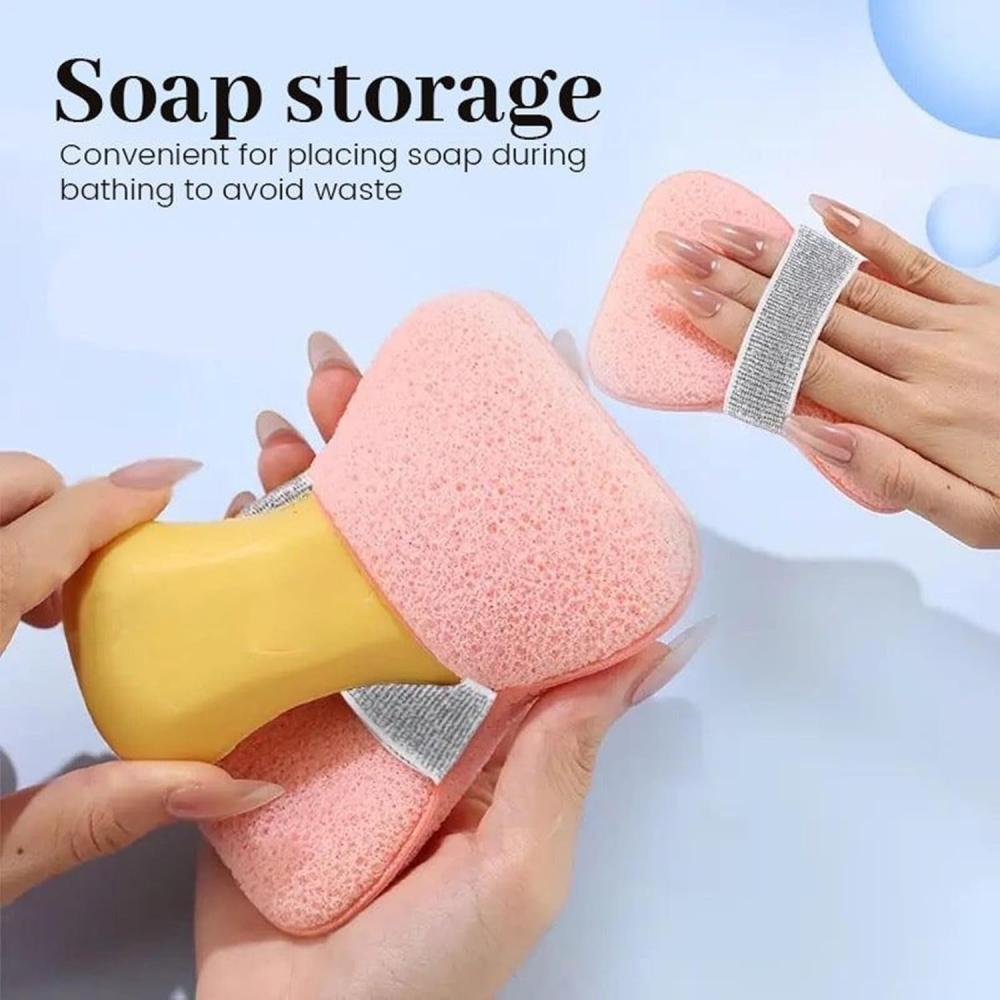 Bath soap sponge, deep cleansing bath tool exfoliating body bath sponge, with soap bag and wristband, unisex bath products