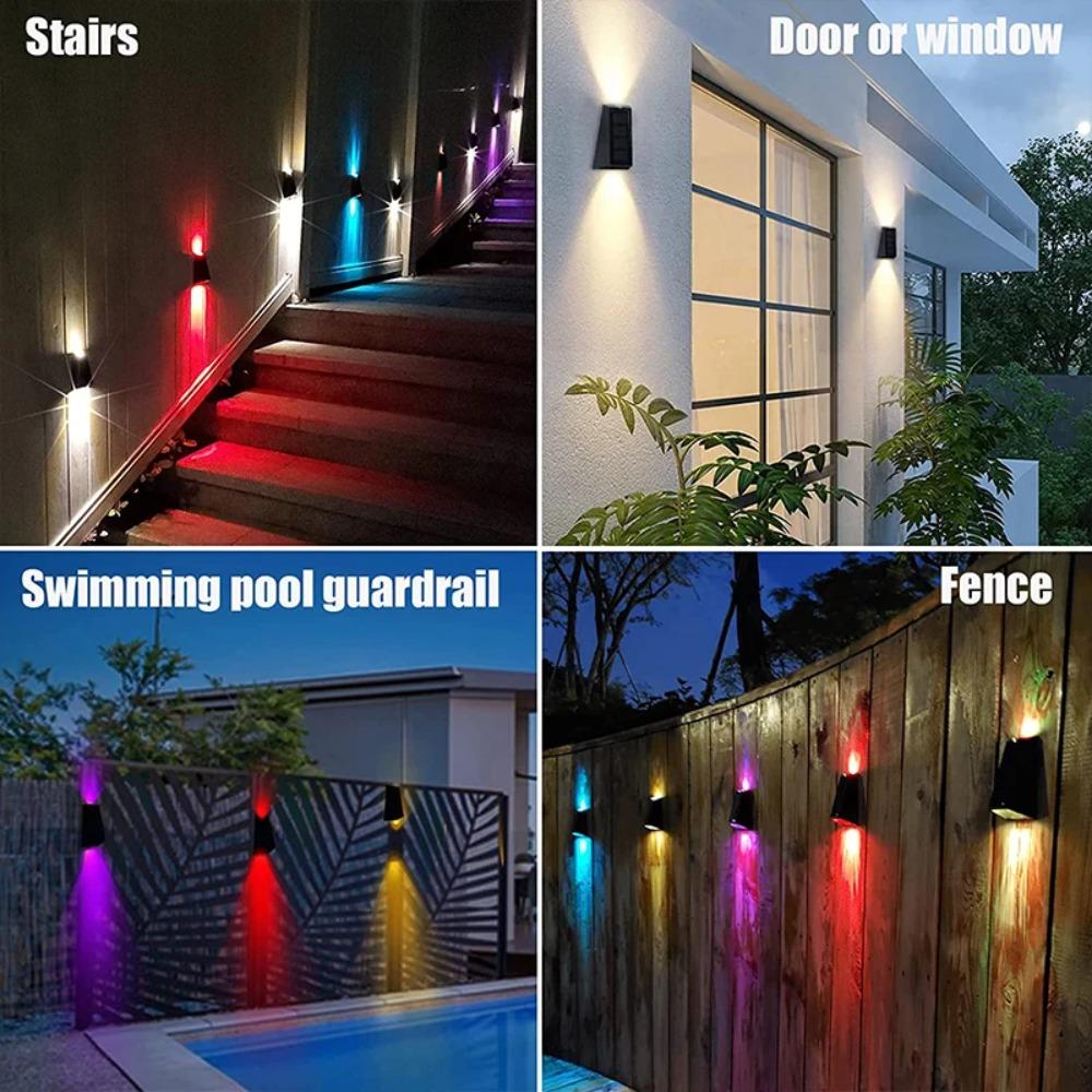 Decoration Solar wall lamp Led solar lights Color Changing Waterproof Wall Lamp Solar Lighting For Walkway Fence Stairs