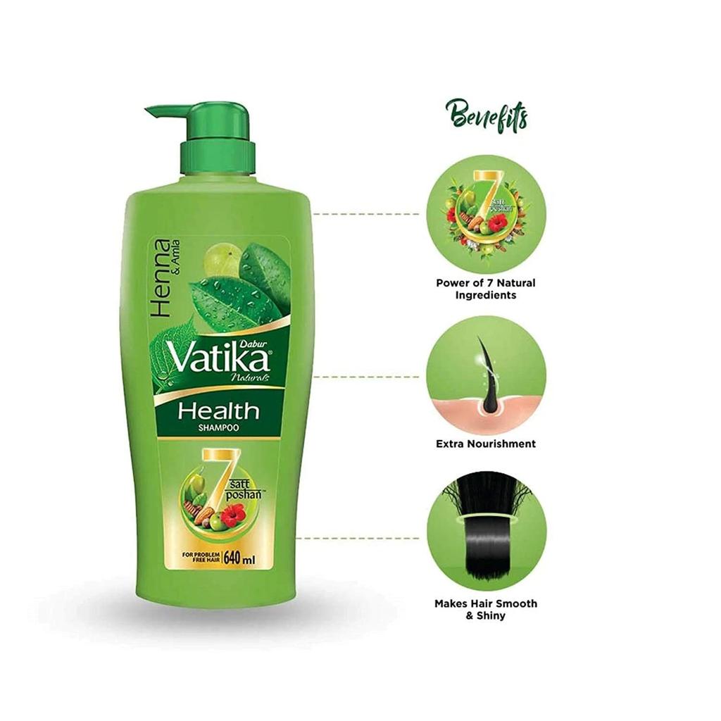 Dabur Vatika Health Shampoo, With Henna & Amla For Problem Free Hair, 1L