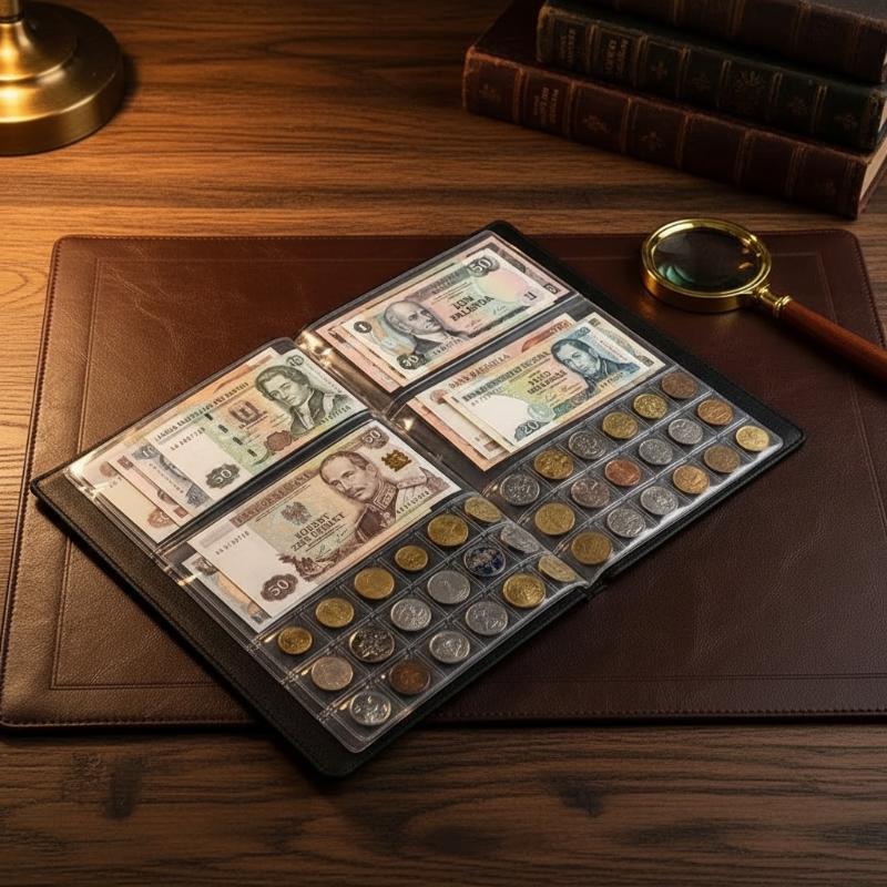 10 Sheets Banknotes And Coin Collection Book Storage Pouch Holder For Commemorative Coin Organizer