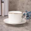 Taza de café de porcelana de hueso con plato borde dorado decoración Flor Taza de té Minimalismo nórdico Cerámica blanca sólida Taza de café Vajilla