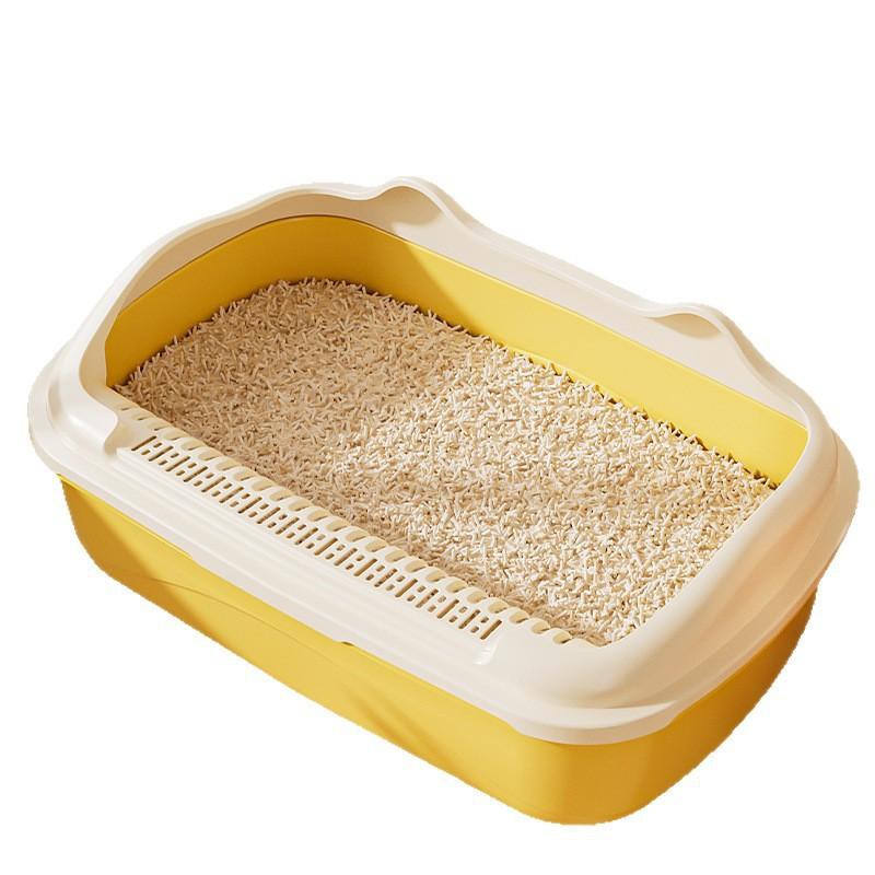 Extra Large Semi-Enclosed Cat Litter Box With High Sides Mess Prevention Thickened PP Plastic Open Top Design
