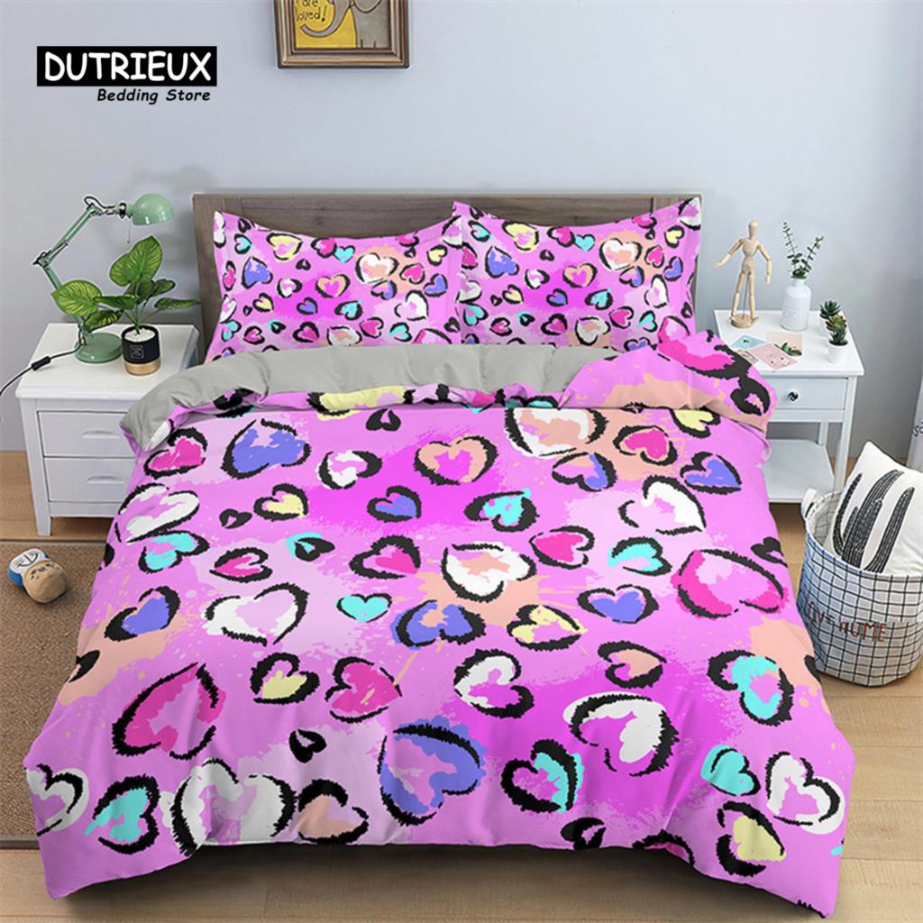 Red Rose Floral Duvet Cover Love Heart Bedding Set Microfiber Romantic Quilt Cover Queen King For Couple Wedding Valentine Decor