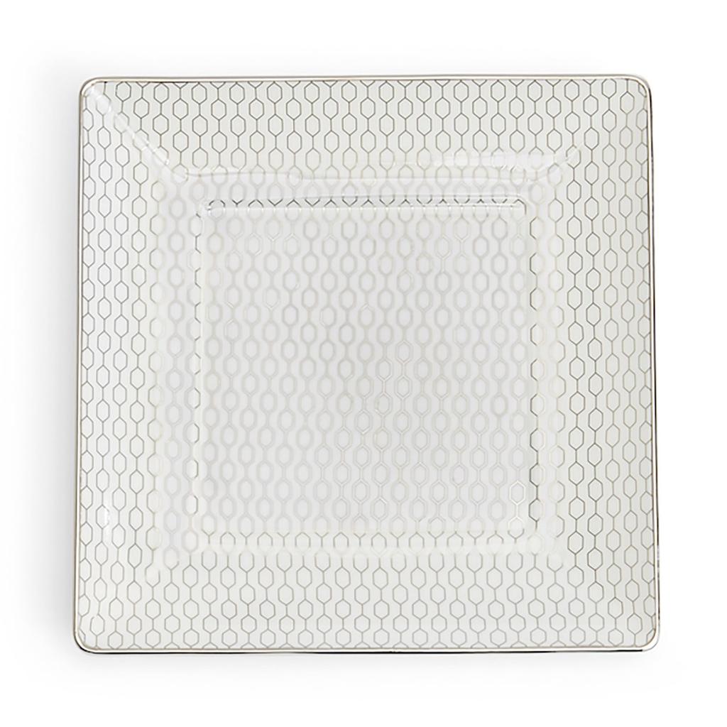 Wedgwood Official Wedding Gift Geo Platinum Square Wedding Gift for the Bride and Officially Imported Wrapping Tray, Pair, White, Tableware, Groom,