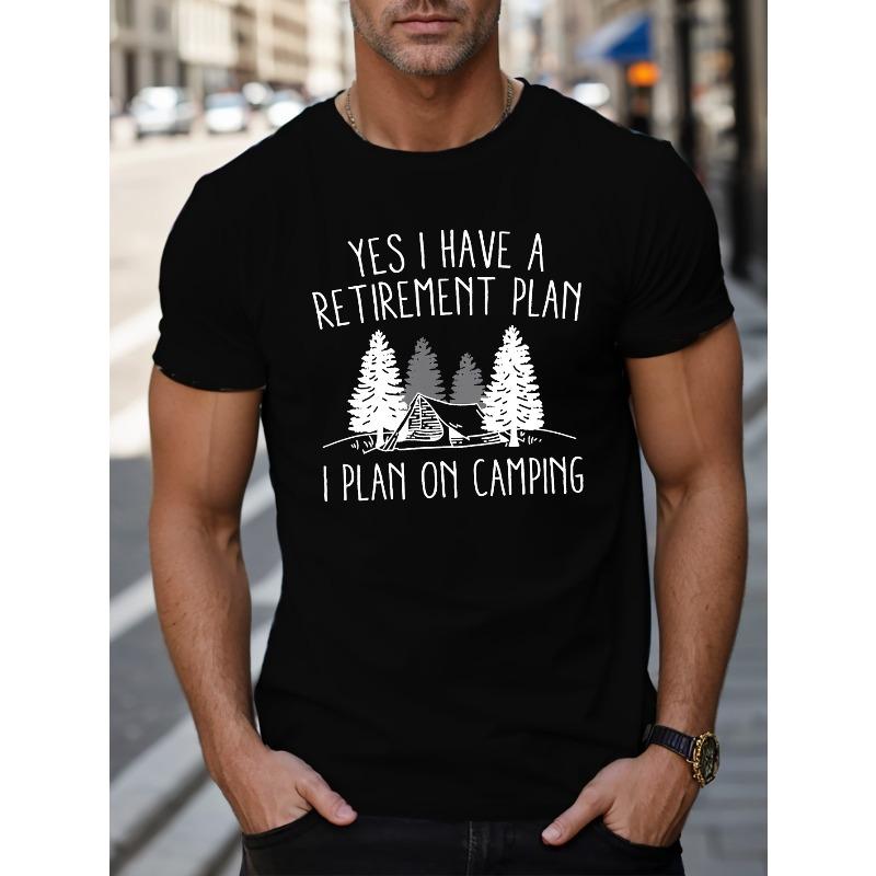 

[Men s Camping T-Shirt] I PLAN ON CAMPING - Men s Short Sleeve T-shirt - Summer Round Neck T-shirt Top 4XL чорний