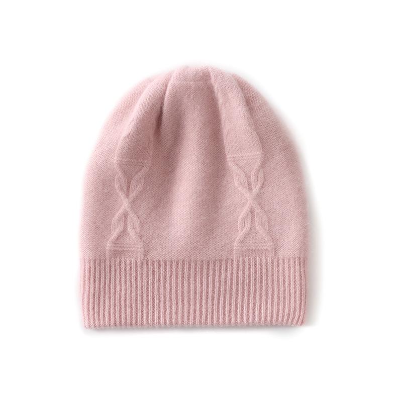 Double-layer Thickened Hat% Pure Cashmere Hat Unisex Twisted Knitted Warm Cashmere Hat