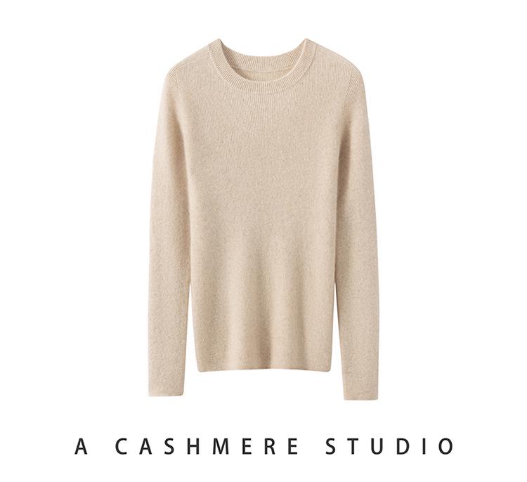 Premium 100% Cashmere Women's Short Round Neck Sweater, Perfect for Autumn/Winter and Crafted with Consinee Yarn