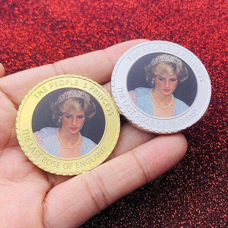 Prinzessin Diana von England, vergoldete bemalte Gedenkmünze, handgefertigte Goldmünzen, Münzen, mit Gedenkmünzen spielen