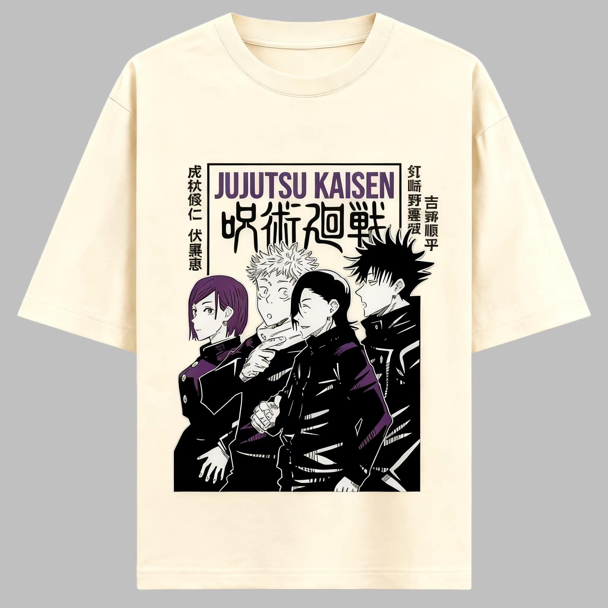 

Jujutsu Kaisen Anime Quartet Printing Cotton Tshirt Unisex and Women Harajuku Fashion Loose Summer Anime Peripheral Clothing 4XL