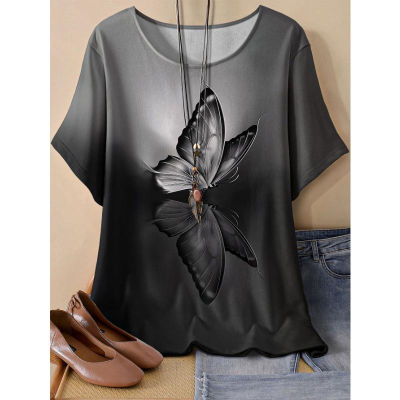

Large Size Casual Short-sleeved Round Neck T-shirt - Fashionable and Comfortable Spring and Summer Women s Clothing, No Accessories 8XL