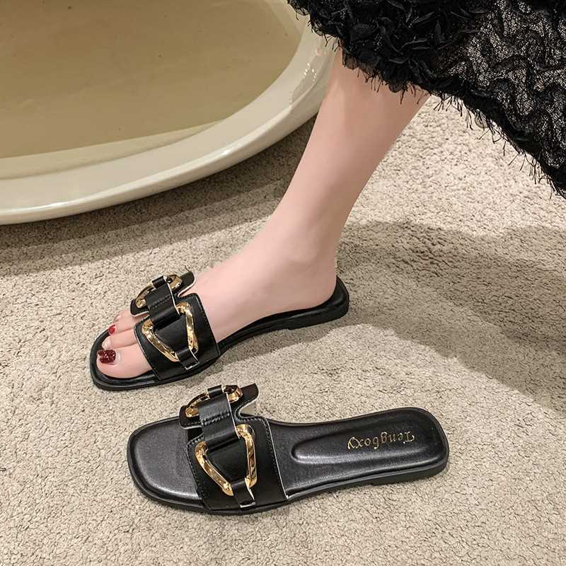 Women Single Flat Sandals Fashion Sexy Open Toe Outdoors Slides Office Ladies Party Shoes