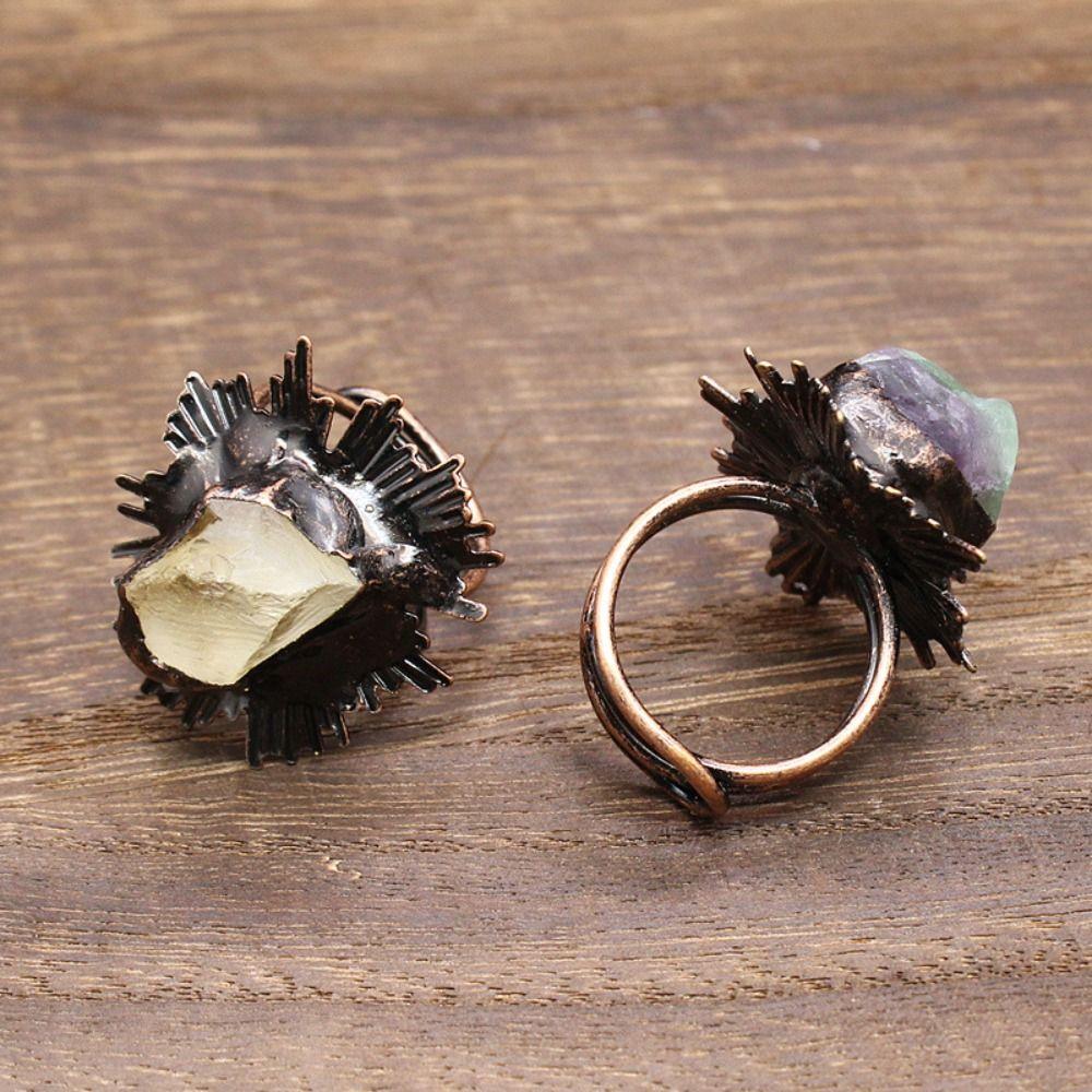 Gothic Adjustable Rings Boho Raw Stone Rings Natural Stones Natural Crystal Rings Handmade Jewelry