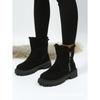 Women's New Winter Fur Lined Integrated Snow Boots Fleece Lined Casual Martin Ankle Boots Warm Cotton Shoes