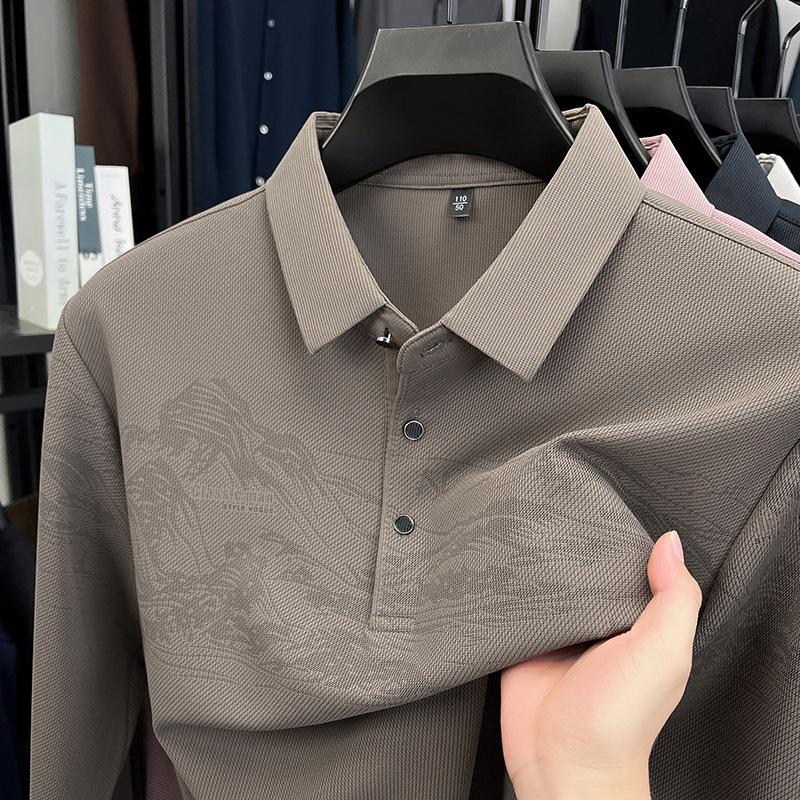 Autumn Men s Long Sleeve Lapel Collar Po Lo Casual Top Casual T-Shirt M