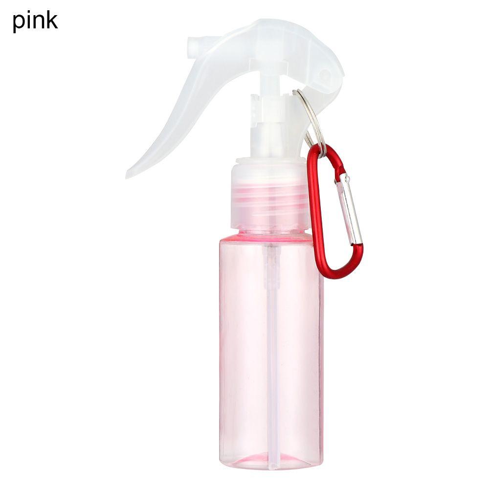 60ML Transparent Plastic Trigger Spray Bottle with Carabiner Hook Travel Portable Refillable Container Makeup Moisture Atomizer розовый