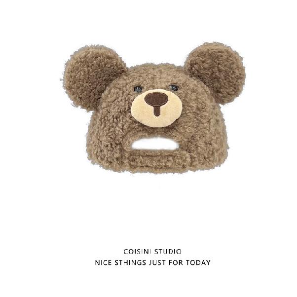 Bear Ear Lamb Wool Hat for Women 2025 Autumn/Winter Warm Baseball Cap Versatile Face-Slimming Duckbill Cap Trendy