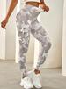 Rose Beauty A Camo Print Flap Pocket Side Running Yoga Stretch Leggings
