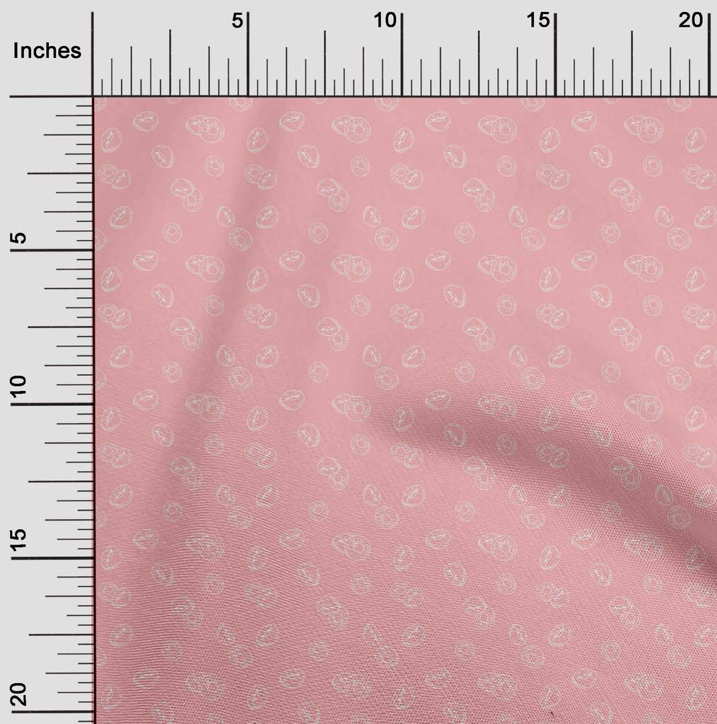oneOone Cotton Flex Light Pink Fabric Donuts Diy Clothing Quilting Fabric Print Fabric By Yard 40 Inch