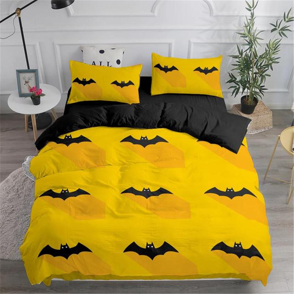 Halloween Duvet Cover Set Flying Vampire Bedding Set Bats Witchcraft Magic Polyester Comforter Cover King Size for Boys Girls