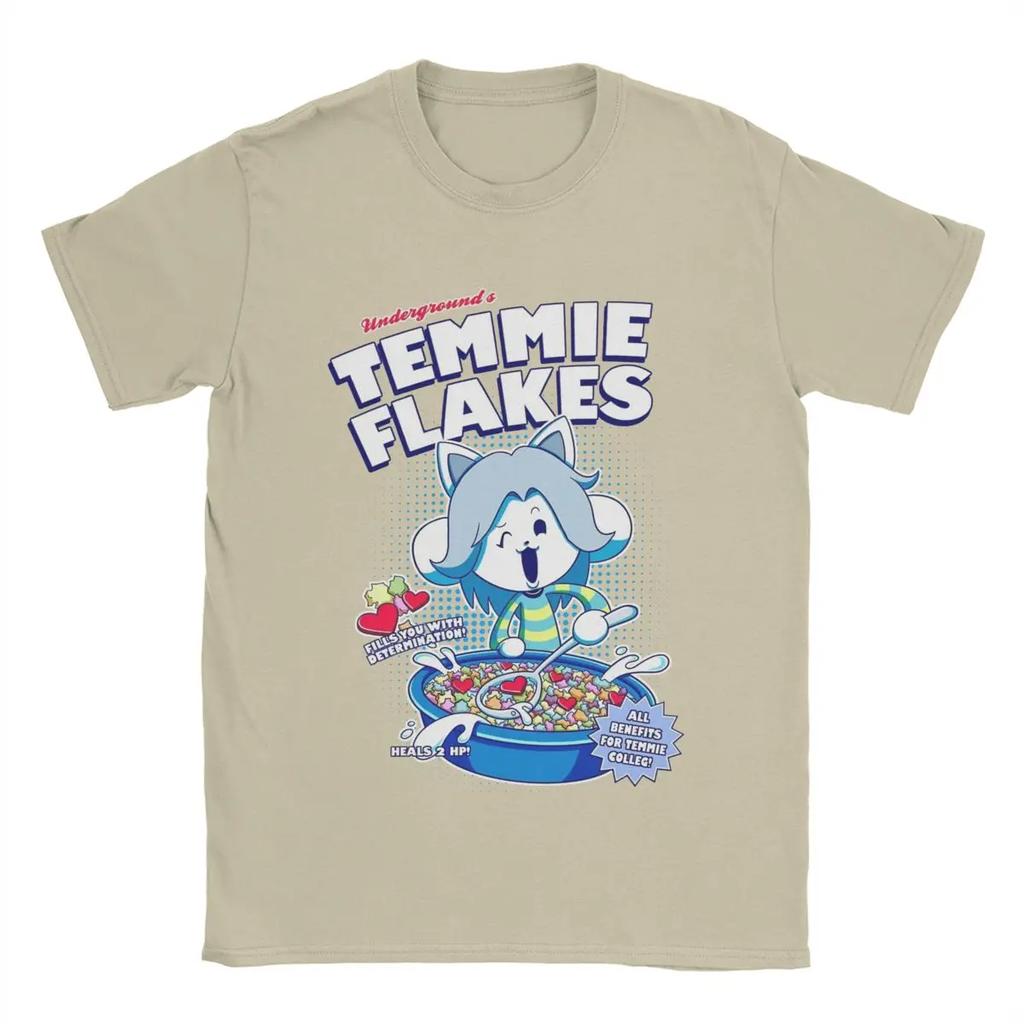 Casual Temmie Flakes Undertale T-Shirts for Round Collar 100% Cotton T Shirt Game Short Sleeve Tee Shirt Arrival Tops