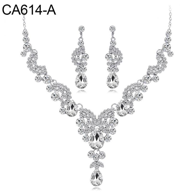 Ladies Teardrop Valentine s Day Necklace Earrings Jewelry Set белый