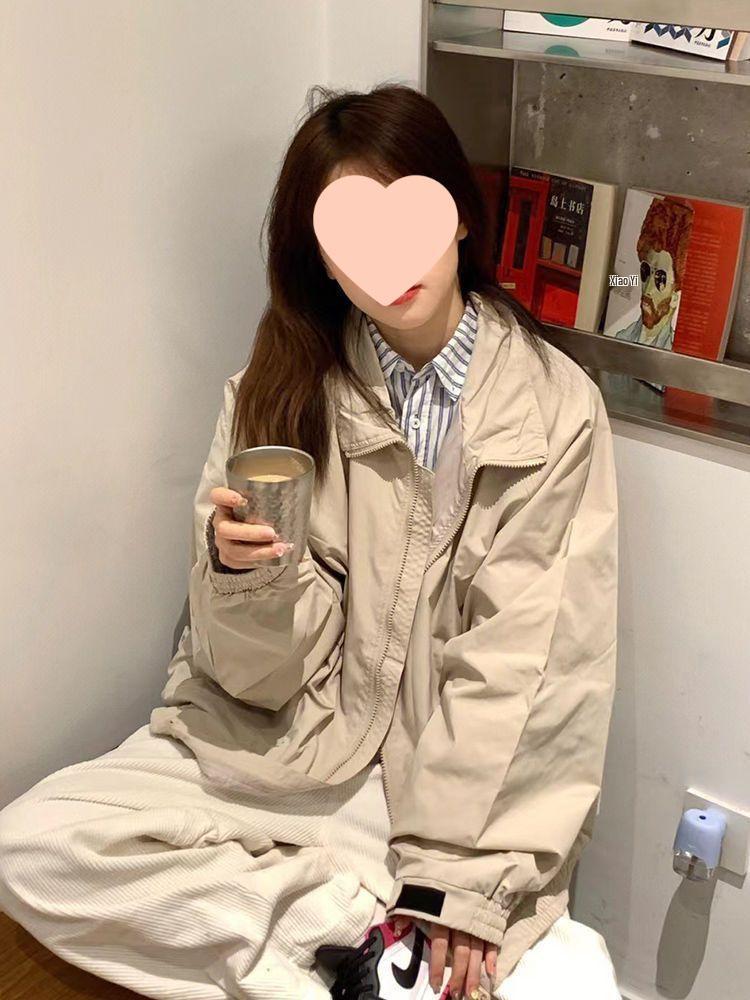 Women's Vintage Japanese Style Windbreaker: Casual Spring/Autumn Loose Fit