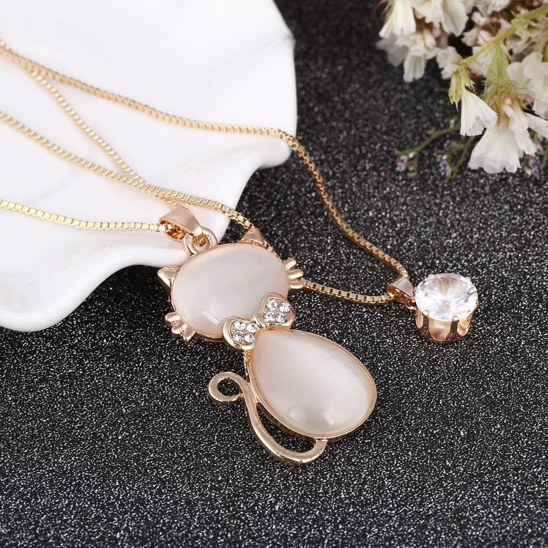 

Длинное ожерелье с кристаллом и бантом в виде кошки для женщин