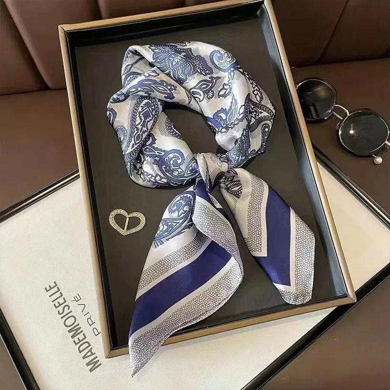 Fashion Print Silk Hairbands Scarf Women 2025 Spring New Elagant Floral Bandana Neck Kerchief Head Bands Foulard Female Scarfs