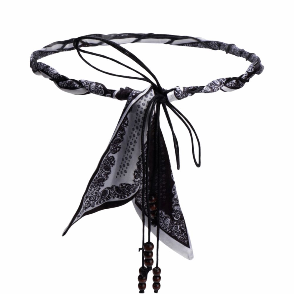 Wood Bead Tassel Flower Waist Chain Vintage Design Decorative Waist Rope With Skirt
