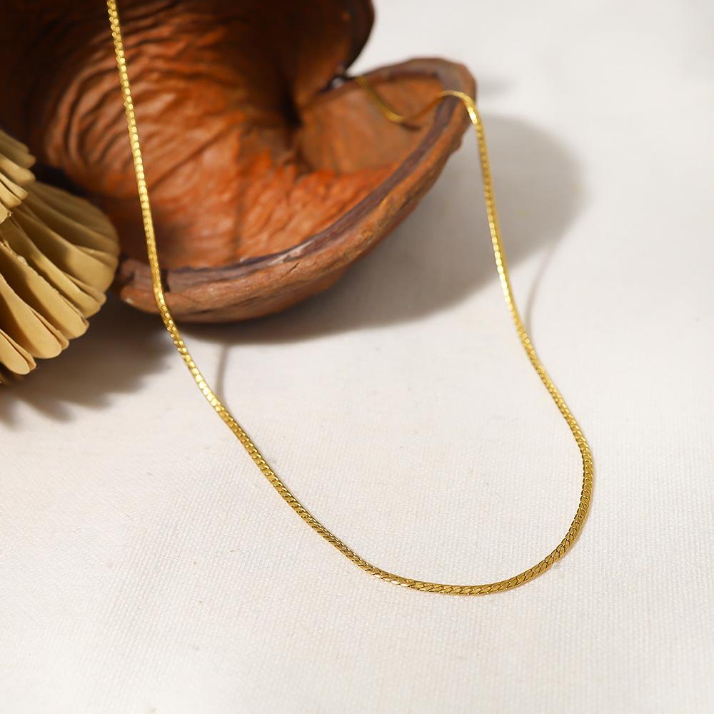 Acier Inoxydable Plaqué Or Vent, Chaîne Fine Serpent, Collier Simple Couche, Collier Inaltérable, Bijoux en Acier Titane