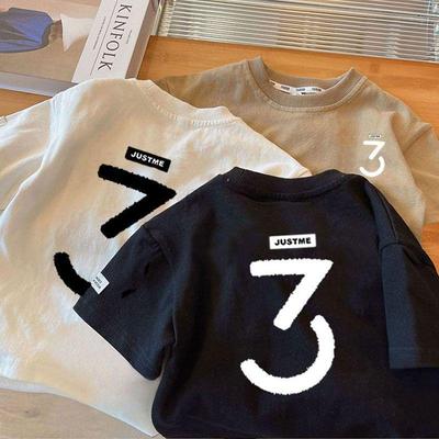 T-shirt Corta in Cotone alla Moda Cool 2025 Estate Stile Coreano per Bambini