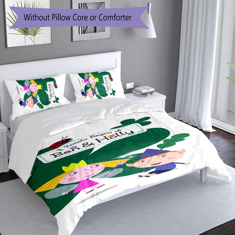 3pcs Ben and Holly's Little Kingdom Duvet Cover Set, Includes 1 Duvet Cover and 2 Pillowcases,Skin-Friendly&Comfortable Fabric,Suitable Bedding Sets