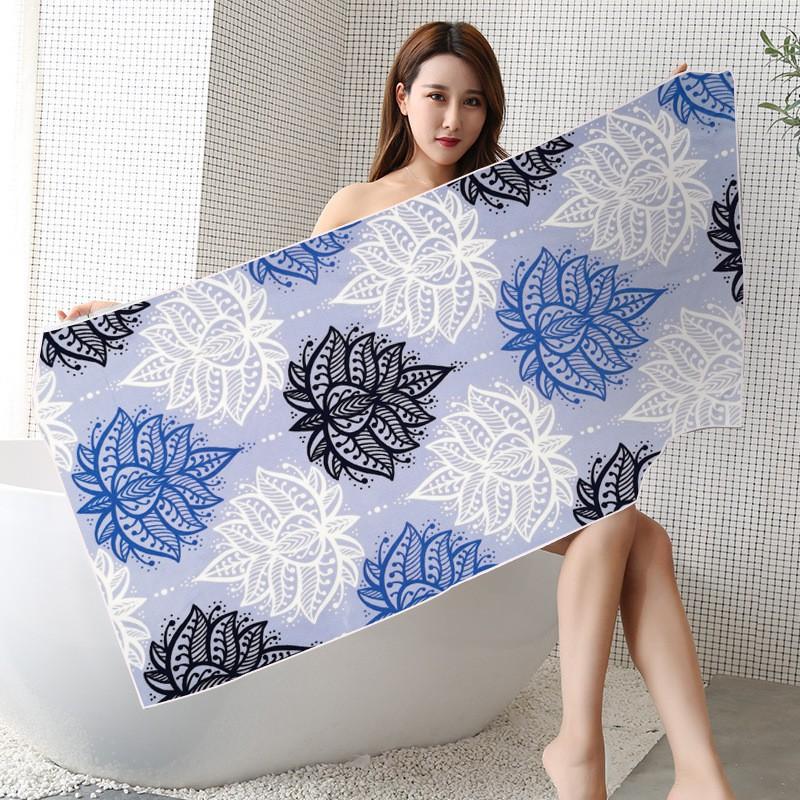 Ultrafine Microfiber Beach Towel Large Size Quick Dry Absorbent Digital Print Swim Cover Up Sun Protection Women Men Kids Pool Travel