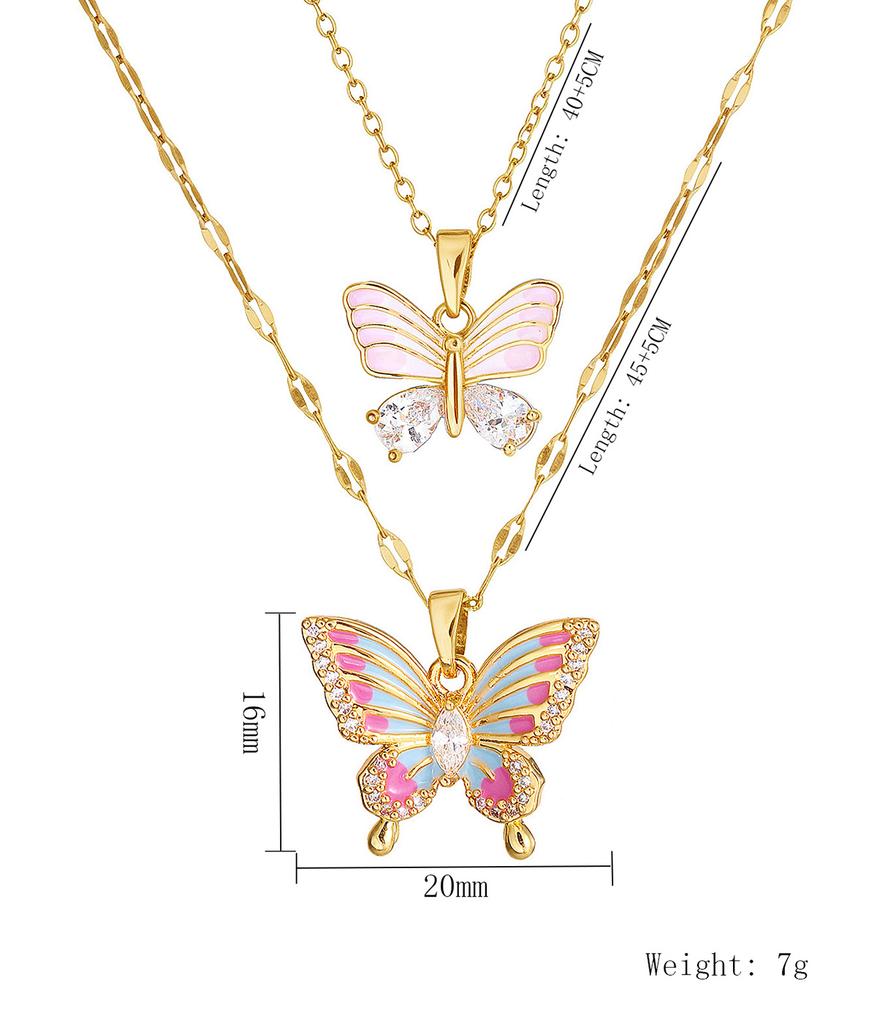 Elegantes Schmetterlings-Halsketten für Damen Modisch Einfach Trendig High-End Edelstahl Anhänger Leichter Luxus Schmuck