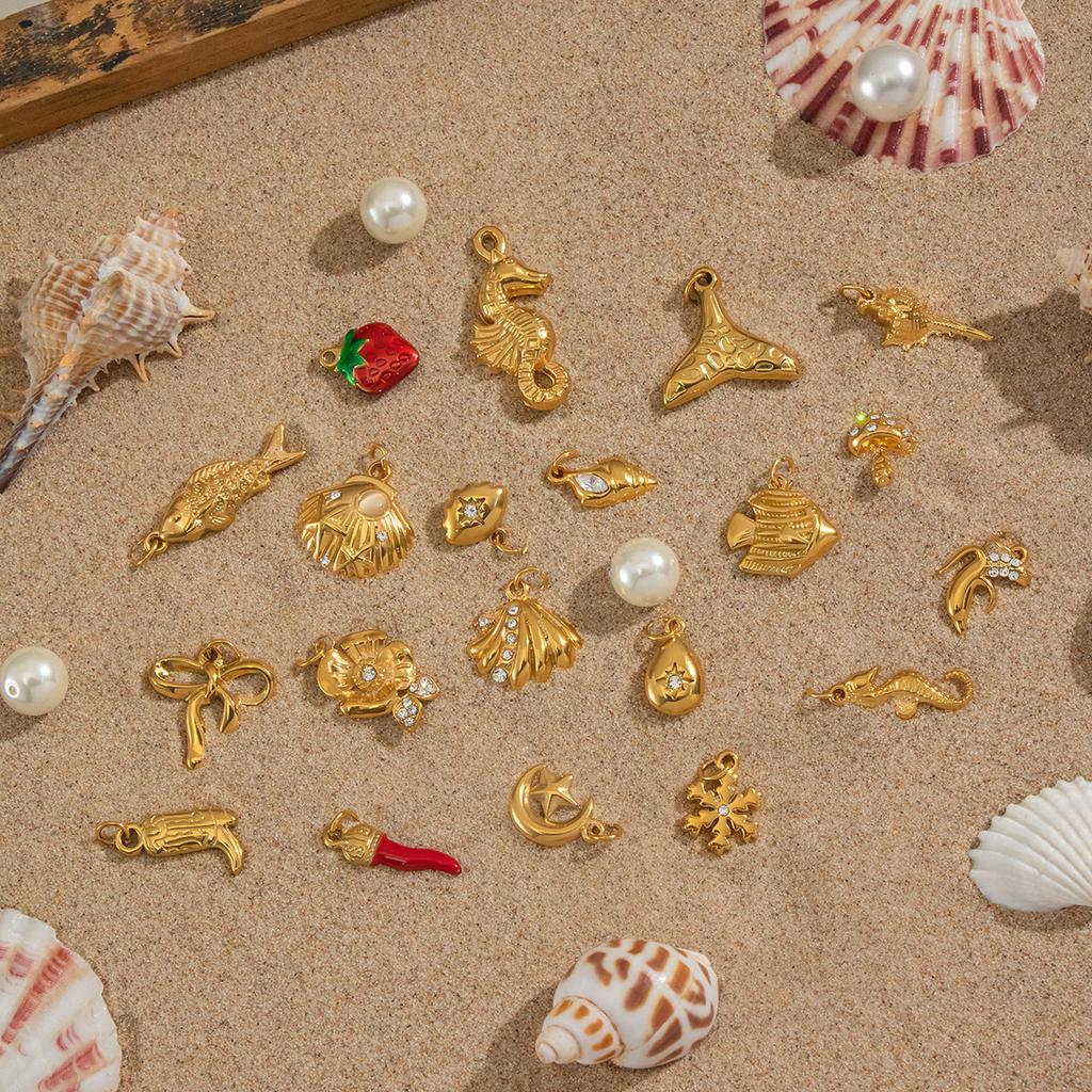  3PCS/Bag Ocean Style Seahorse Fish Conch DIY Jewelry Accessories Combination Pendant Handmade DIY Accessory