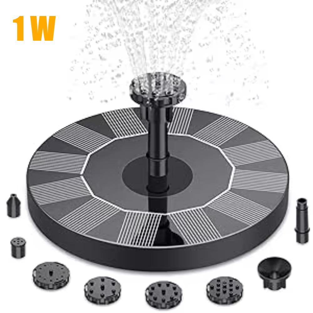 Уличный солнечный фонтан, Солнечный фонтан для воды с 6 насадками, Различные водные эффекты и 4 стабилизирующих стержня, Садовая поилка для птиц своими руками