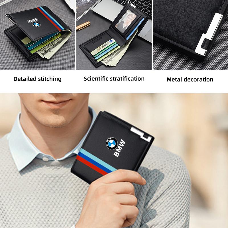 Leather Car Men's Wallet Card Clip Ticket Storage Bag For BMW E87 E70 E91 E30 G20 E92 E93 E60 E46 E90 G30 E53 X1