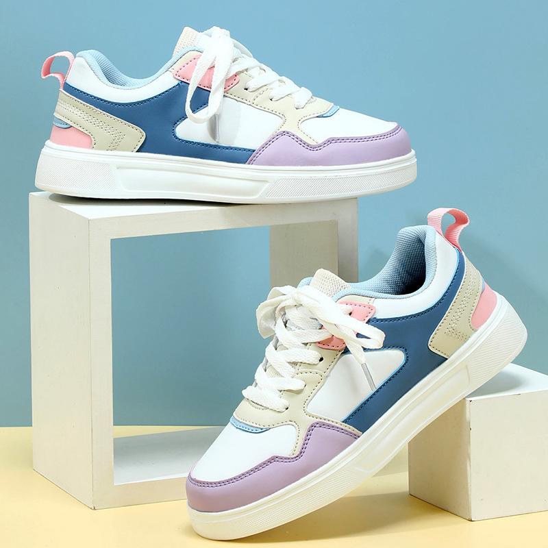 White Shoes PU Leather Board Shoes Women Breathable Casual Sneakers Men Lace-up Trendy Running Trainers Anti-slip Waterproof