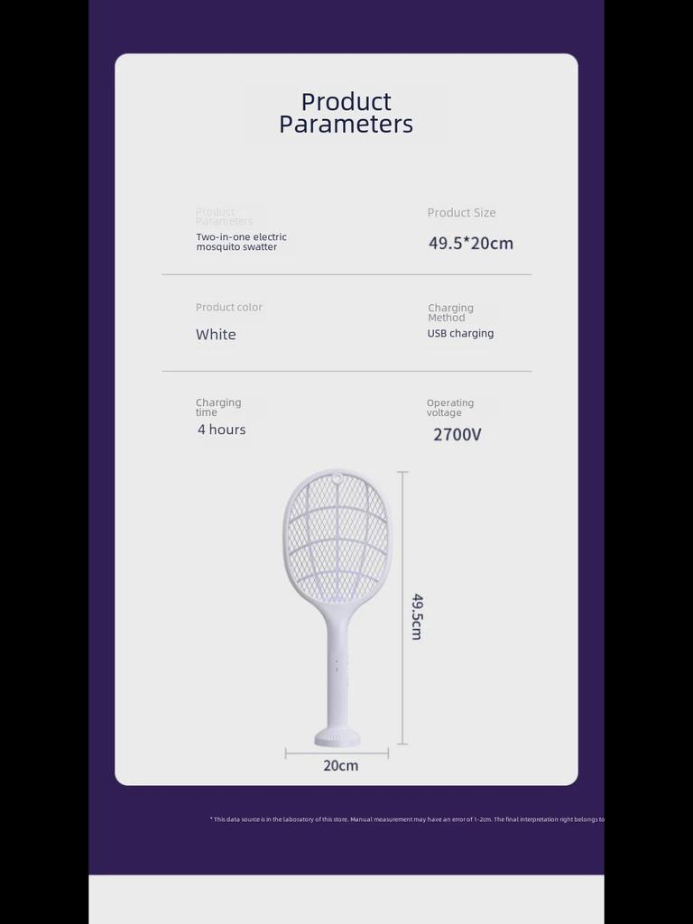 Zanzariera Elettrica Ricaricabile USB 2-in-1 e Lampada Uccidi Zanzare