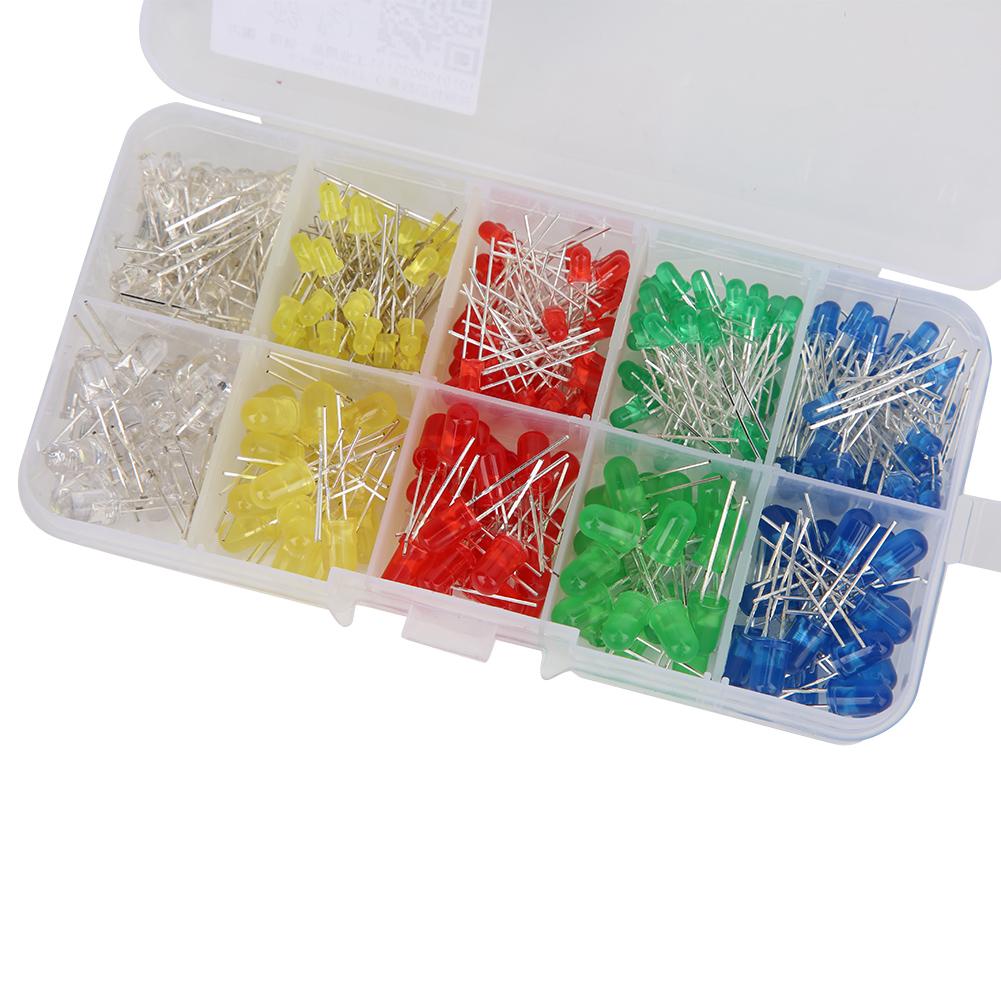 300PCS 3mm 5mm LED Light Emitting Diodes Kit  YellowGreenBlueRedWhite