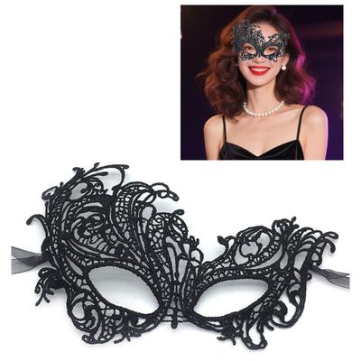 Fashion Half Face Masquerade Mask Black Hollow Venetian Mask Lace Eye Mask Venetian Party