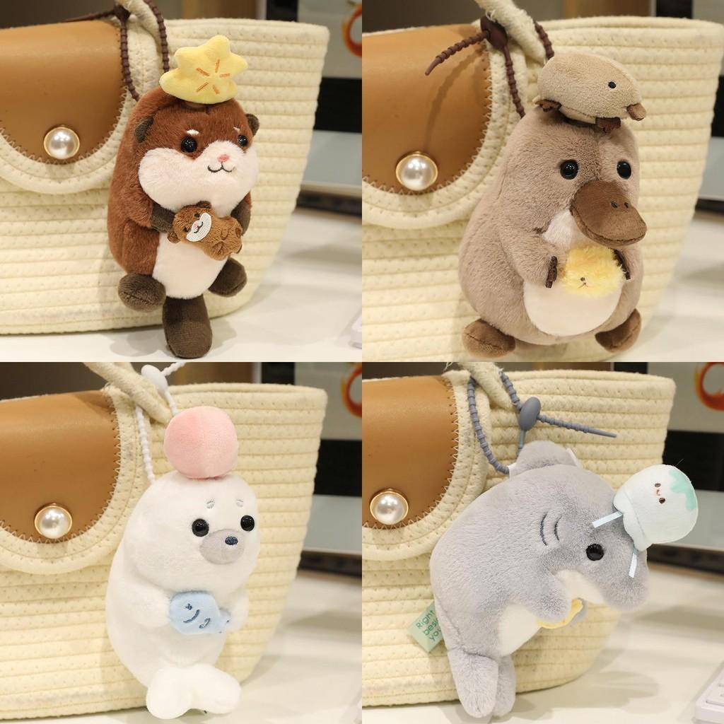 Animal Themed Marine Plush Toy Otter Seal Whale Shark Keychain Gift Pendant