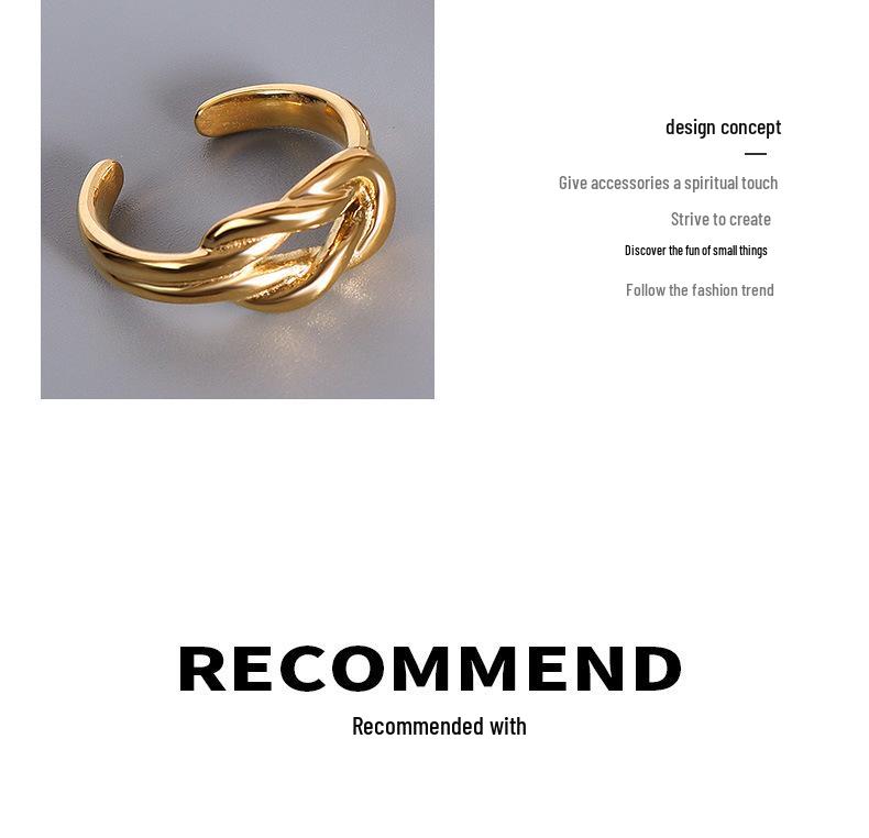 Marka French Niche Love Knot Ring In 18K Gold Titanium Steel A198