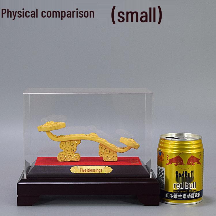 Velvet Sand Gold Ruyi Ornament: Wealth-Attracting Living Room Decoration & Housewarming Gift