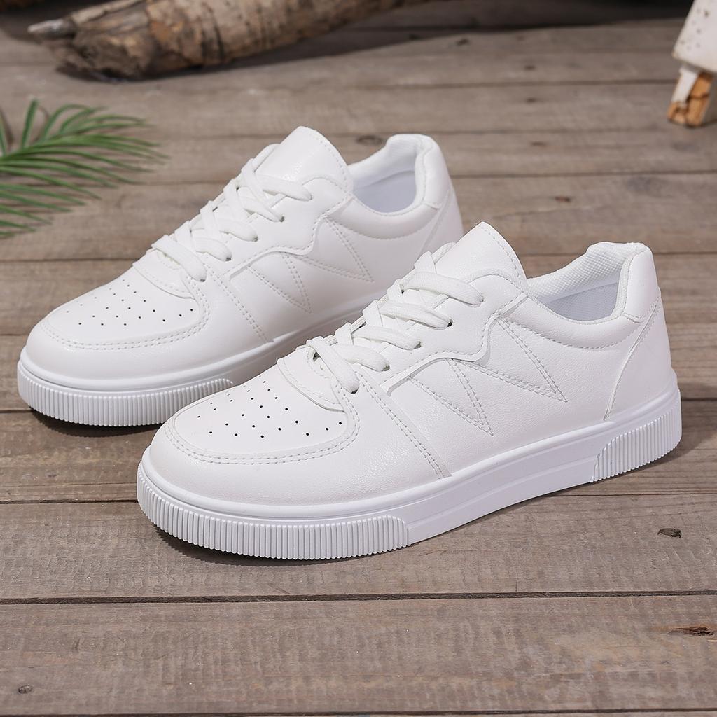 Women's Vulcanize Shoes Flat Classic Sports Lace Up Skateboard Board Shoe Walking White Running Sneakers  De Mujer