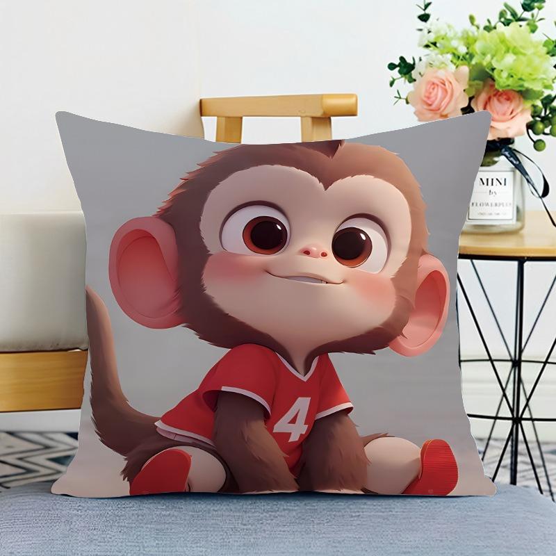 Cute Animal Print Decorative Pillowcase Bedroom Living Room Square Cushion Pillowcase