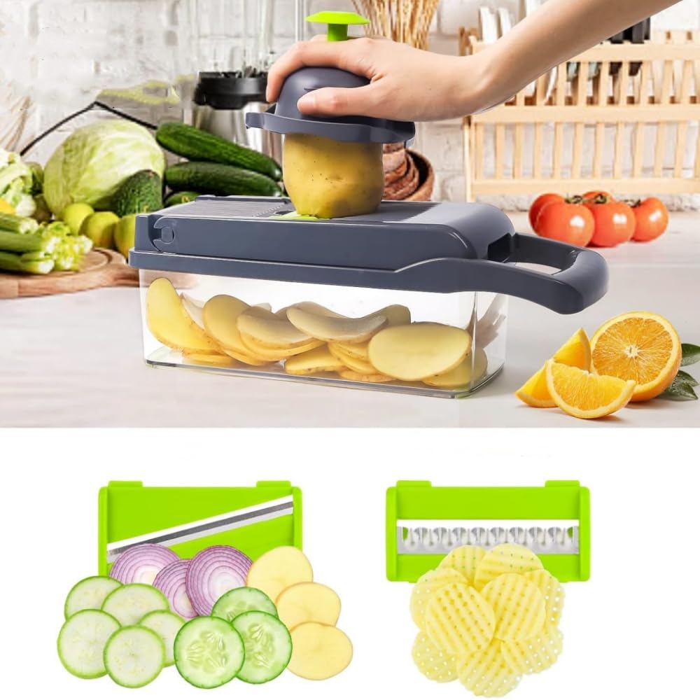 Vegetable Vegetable Food Vegetable Onion Chopper with Vegetable Cabbage Radish Slicer Set Chopper, 13-in-1 Cutter, Chopper, Chopper, Container,