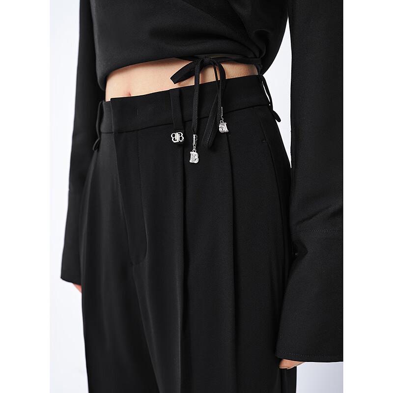 PEACEBIRD Women's High-Waist Draped Straight-Leg Trousers