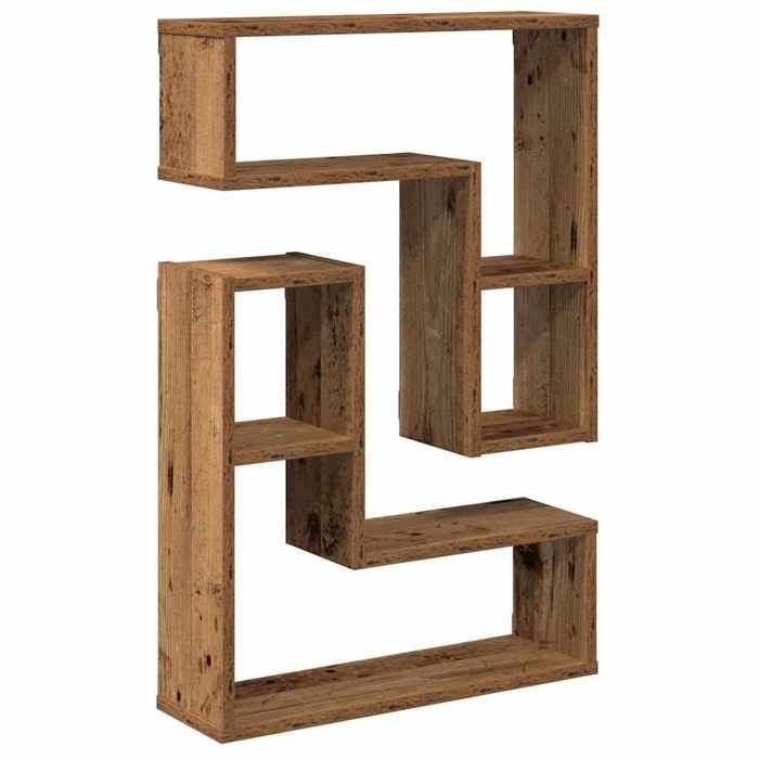 VidaXL Wall Cube Shelves 2 Pcs Old Wood 50x15x50 Cm, Cube-shaped Storage, Cube-shaped Organizer, Shelf 856604