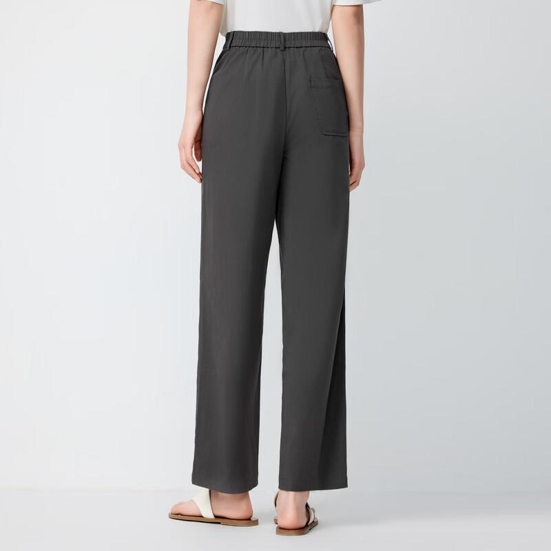 Elva' Island Women's Deep Gray High-Waist Straight-Leg Casual Pants